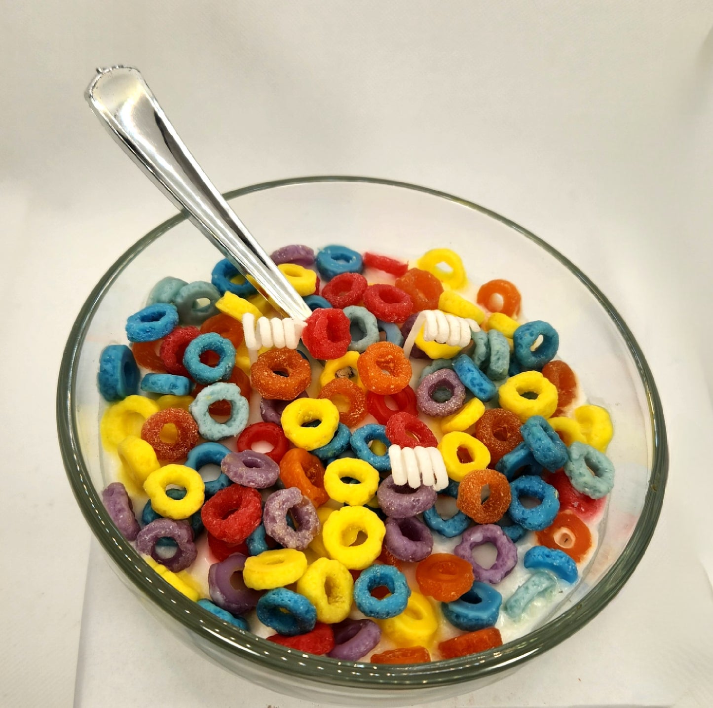 Fruit Loop Inspired Candle Bowl with a Spoon